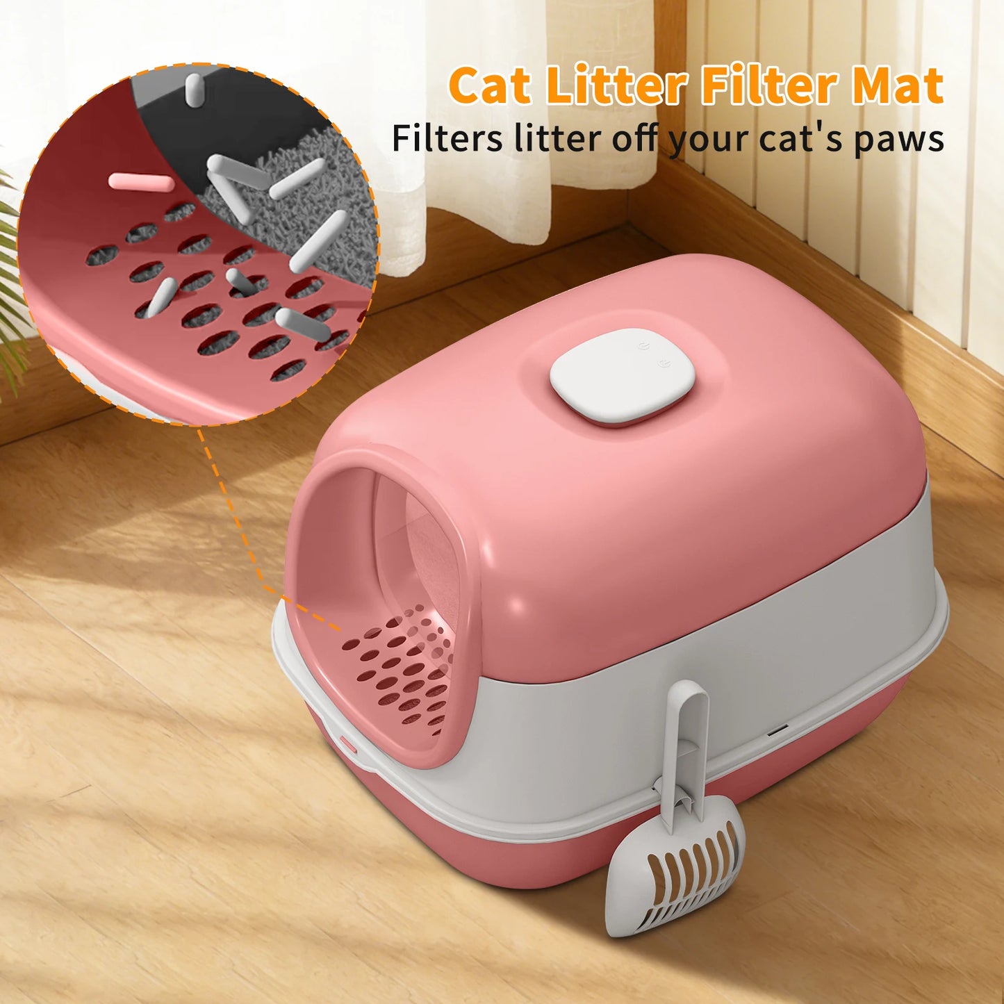 Switchable Open Semi-Enclosed Cat Litter Box for Multi-Cat Homes