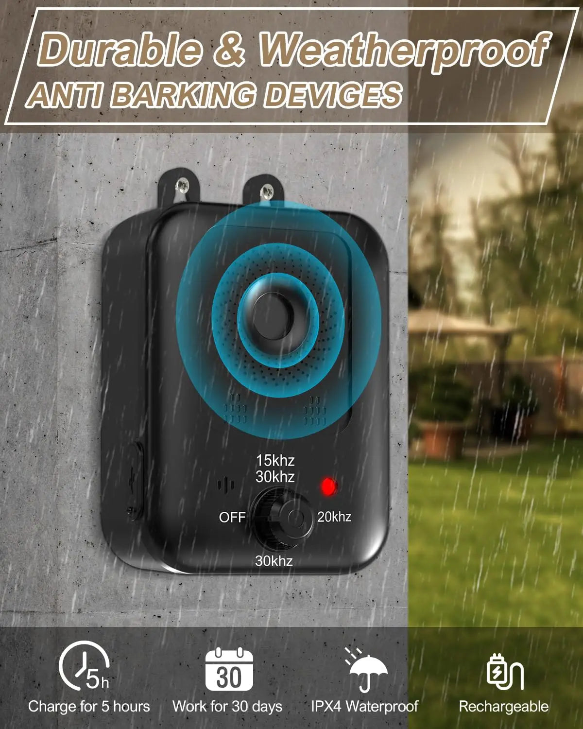Automatic Ultrasonic Dog Bark Control Device Rechargeable Indoor Outdoor