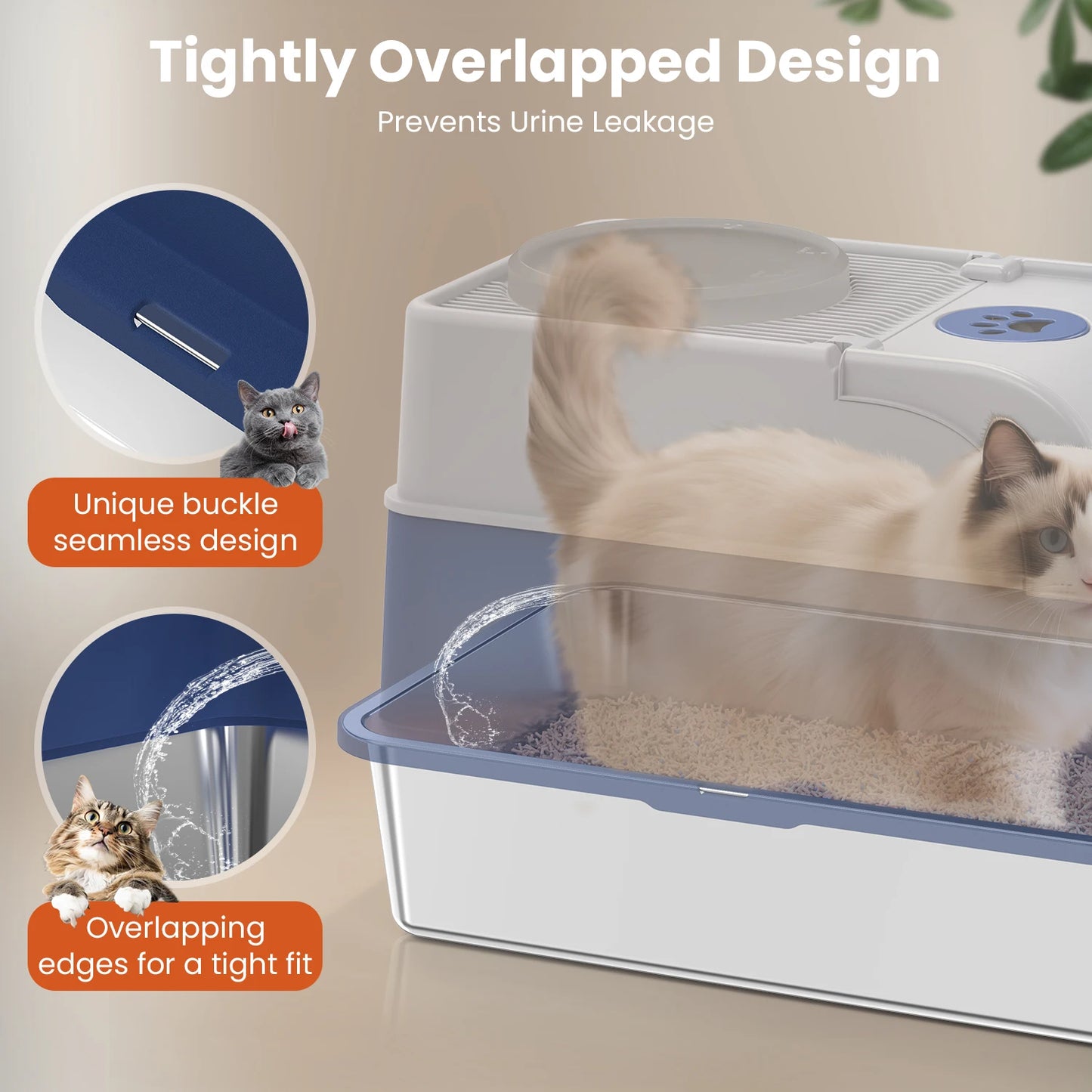 Cityflee Stainless Steel Cat Litter Box Nonstick Lid and Scoop Odor Control