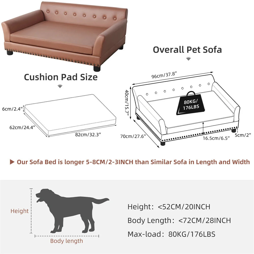 BORWART Heavy Duty Raised Pet Sofa Bed Cushioned Dog Cat Lounge
