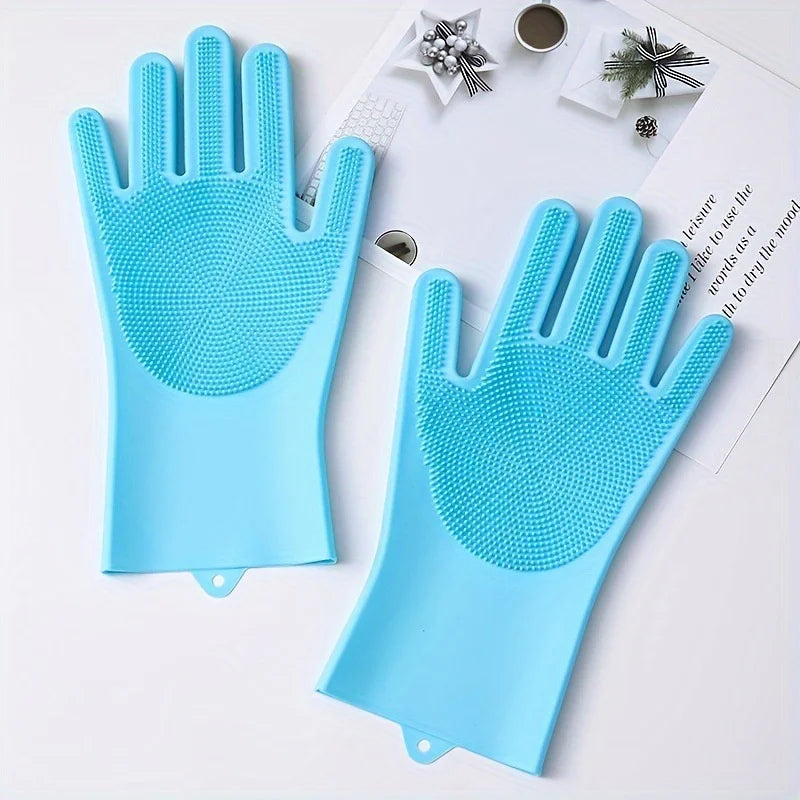 Silicone Pet Bath Gloves for Dogs Scrubbing and Drying