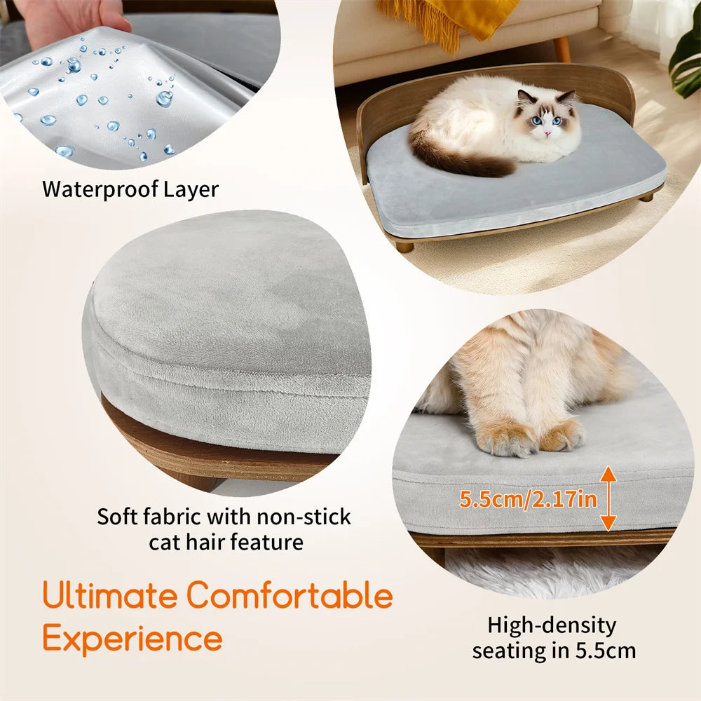 Borwart Elevated Wood Pet Sofa Bed for Dogs Cushion