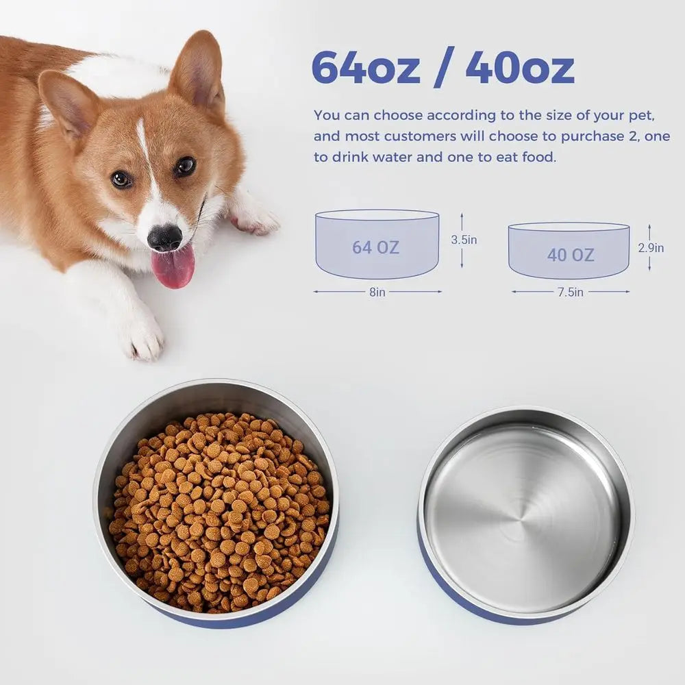 Stainless Steel Dog Bowl Non Slip Quiet Bottom Dishwasher Safe