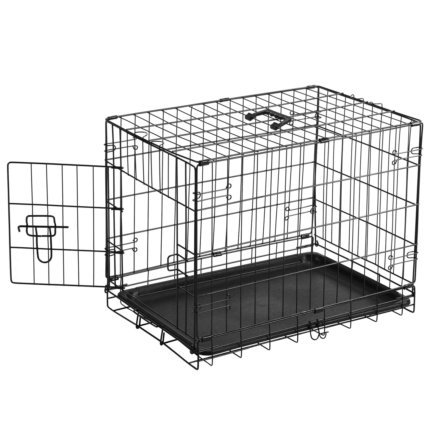 JHK Folding Wire Dog Cage With Leak Proof Pan Tray