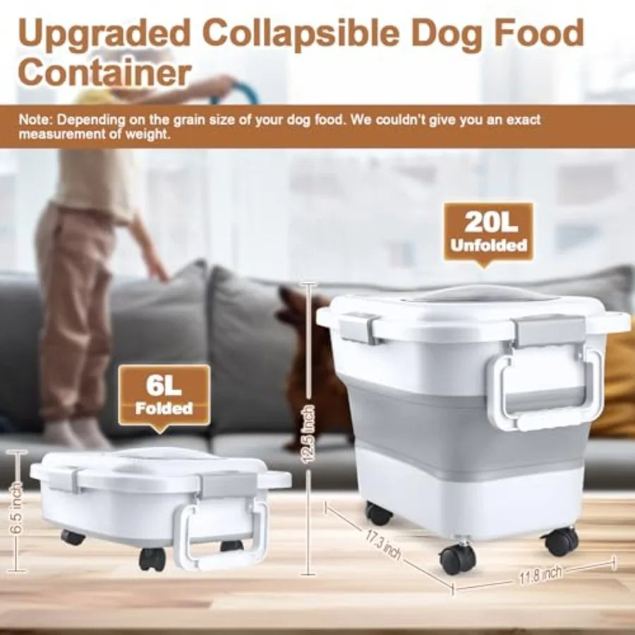 Dog Food Storage Container With Airtight Seal And Wheels