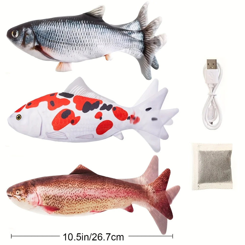 3pcs Floppy Fish Cat Toys, Cat Toys Flopping Fish, Moving Kitten Kicker, Floppy Wiggle Carp for Small Dogs, Soft And Durable,