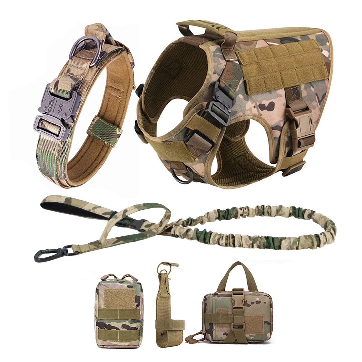 Military Dog Harness Collar Leash Molle Pouches For Medium Large Dogs Pet German Shepherd Training Walking Vest Dog Harnesses