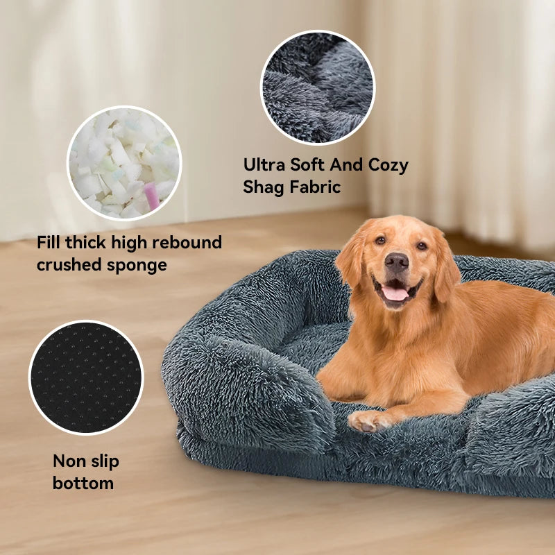 Orthopedic Thickened Dog Bed For Large Dogs With Plush Cover