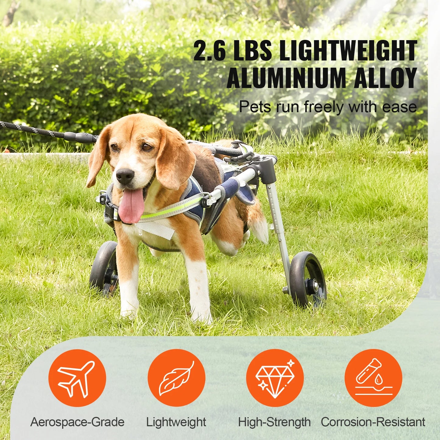 Dog Wheelchair With Two Wheels For Hind Legs And Mobility