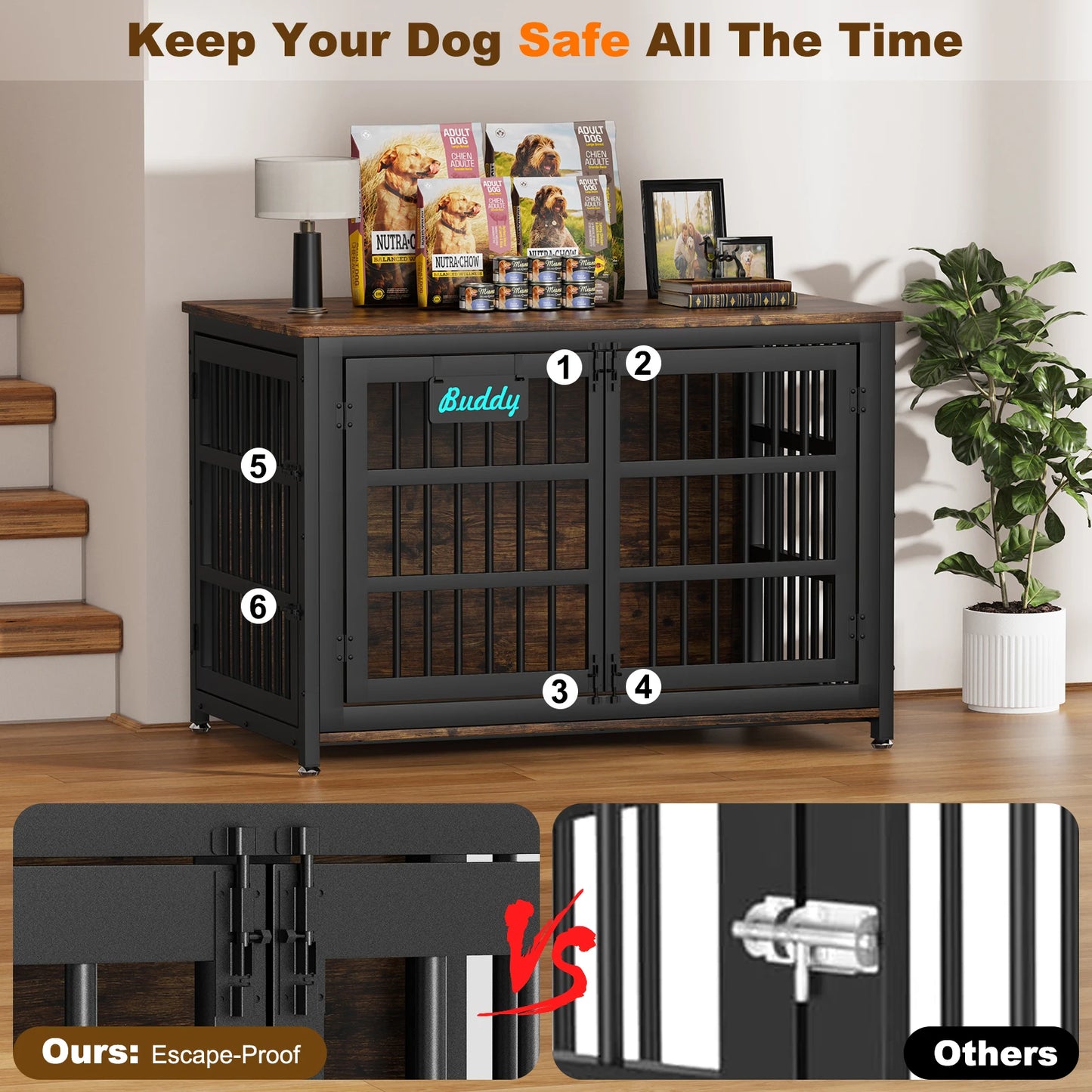 Dog Crate Furniture With Casters Kennel TV Stand Bedside Table