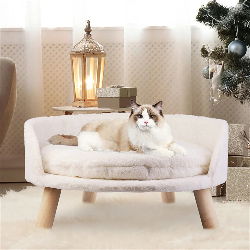 BORWART Soft Elevated Dog Cat Sofa Bed With Removable Cushion