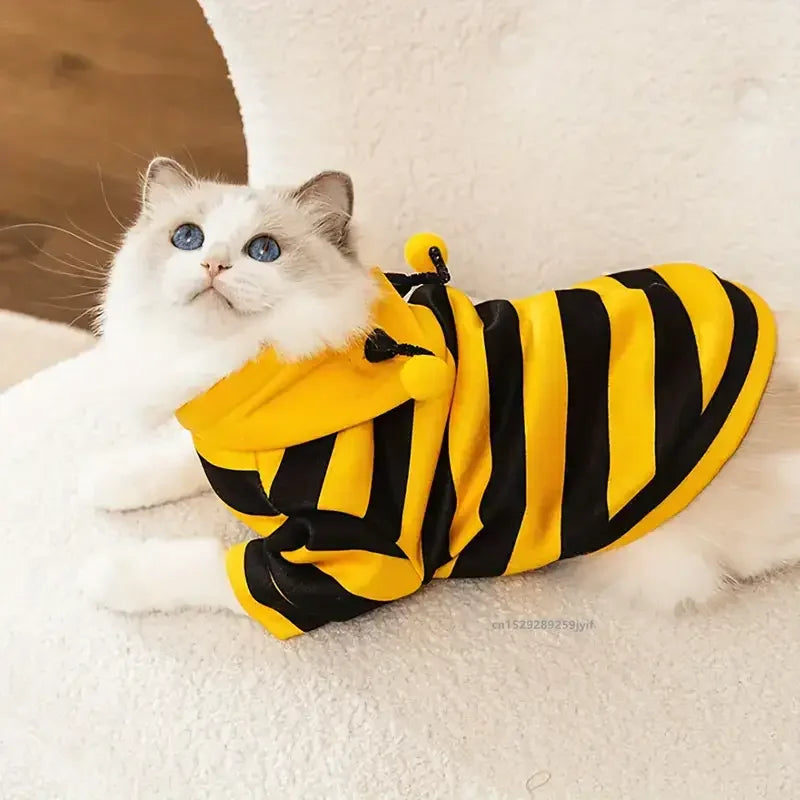 Bee Pet Puppy Coat Winter Warm Dog Hoodie Cosplay Costume