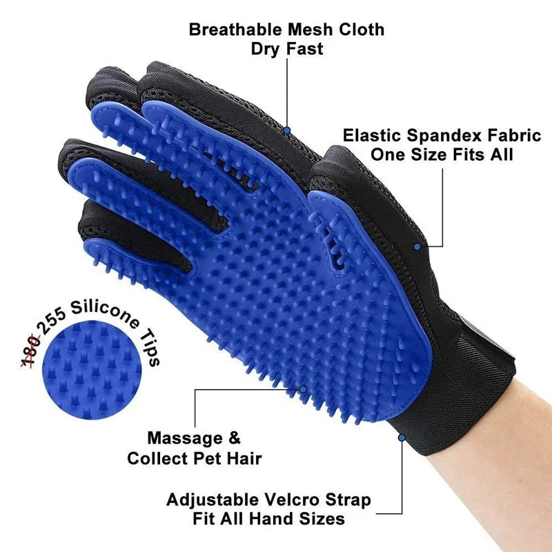 Pet Silicone Grooming Gloves Hair Remover for Cats and Dogs