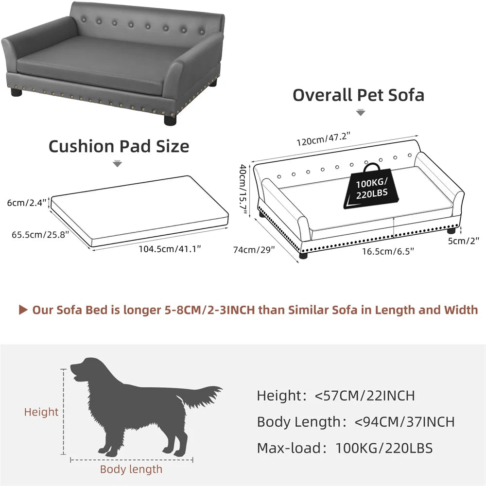 BORWART Heavy Duty Raised Pet Sofa Bed Cushioned Dog Cat Lounge