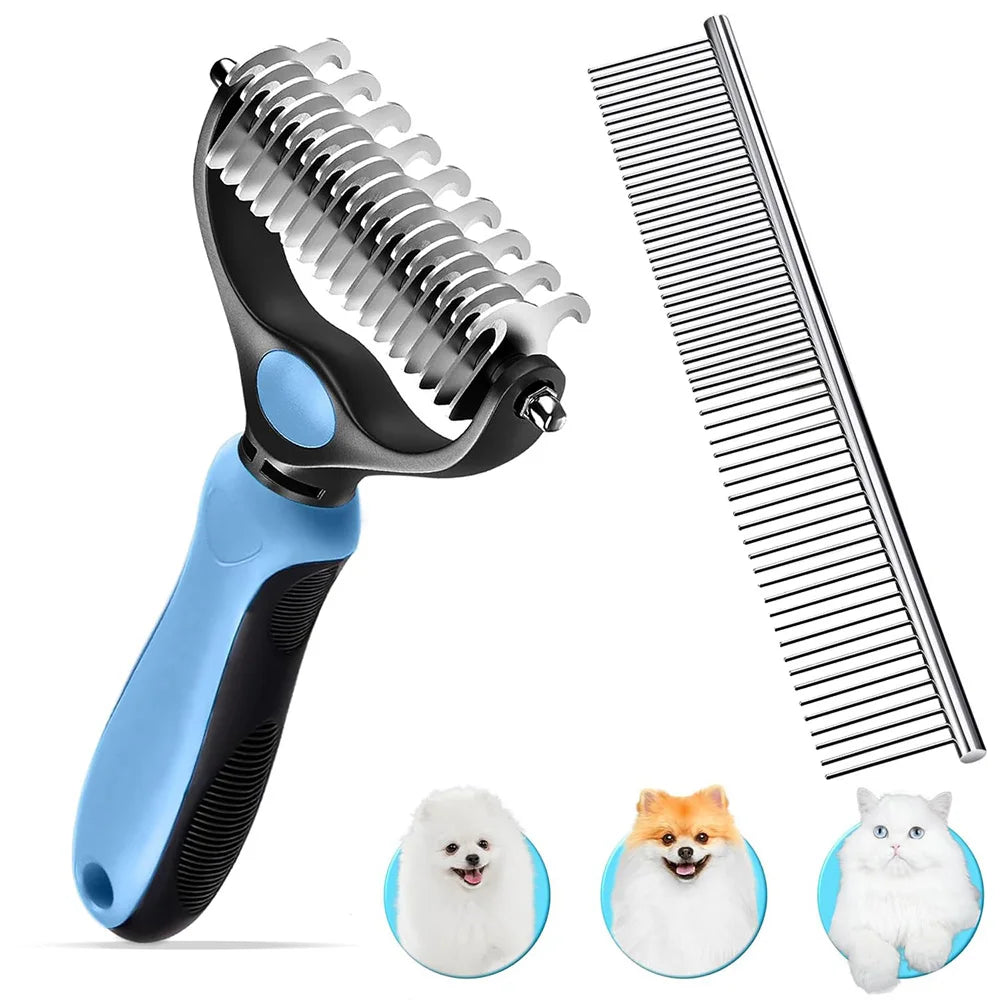 Dog Grooming Rake and Metal Comb Deshedding Brush for Pets