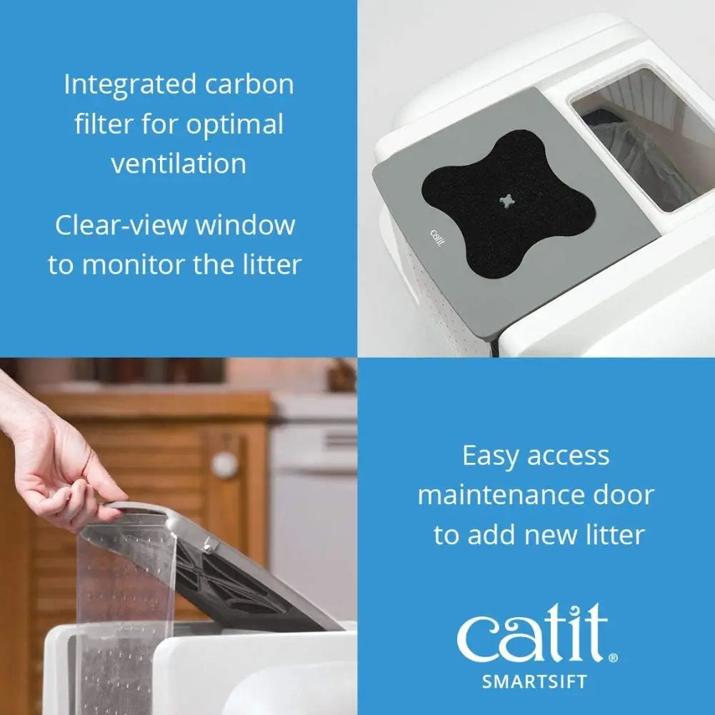 Automatic Sifting Cat Litter Box with Odor Control and Privacy Hood for All Cat Sizes