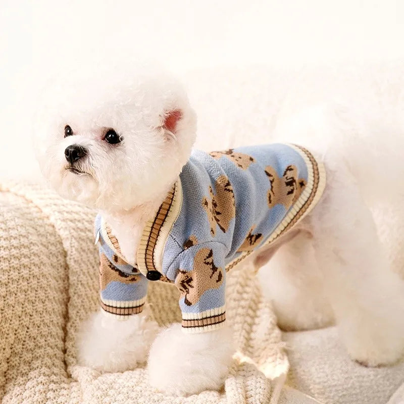 Doggyzstyle Striped Cotton Cardigan Sweater For Dogs