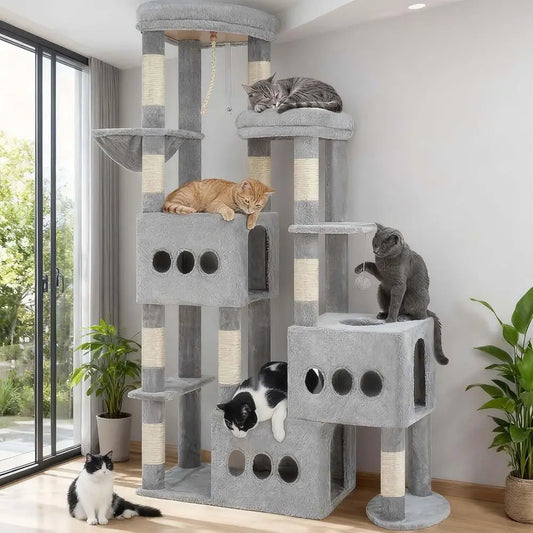 Gitelsnour Cat Tree or Large Adult, 71.7'' Tall Cat Tower or Indoor Cats, Sturdy Heavy Duty Cat Tree Tower or 20 lbs+Cats, 3 Big