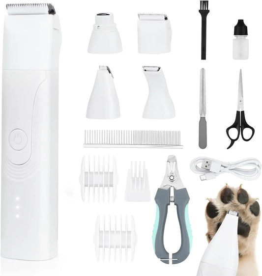 Dog Grooming Kit 14 In 1 Cordless Trimmer With Quiet Nail Grinder Hair Clippers