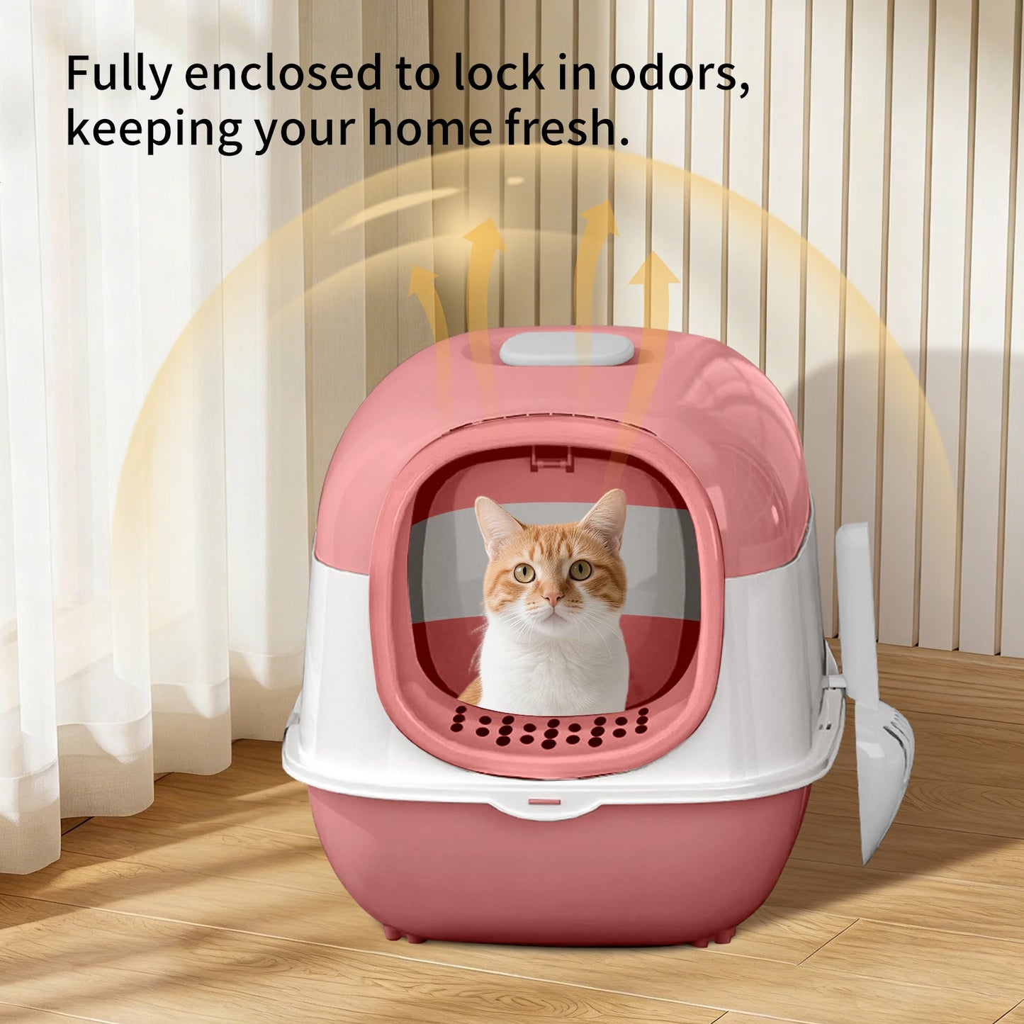Switchable Open Semi-Enclosed Cat Litter Box for Multi-Cat Homes