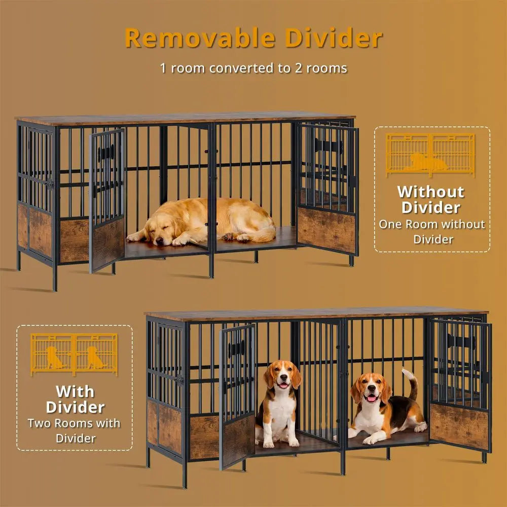 Dog Crate Furniture For One Or Two Dogs Heavy Duty Adjustable Divider TV Stand