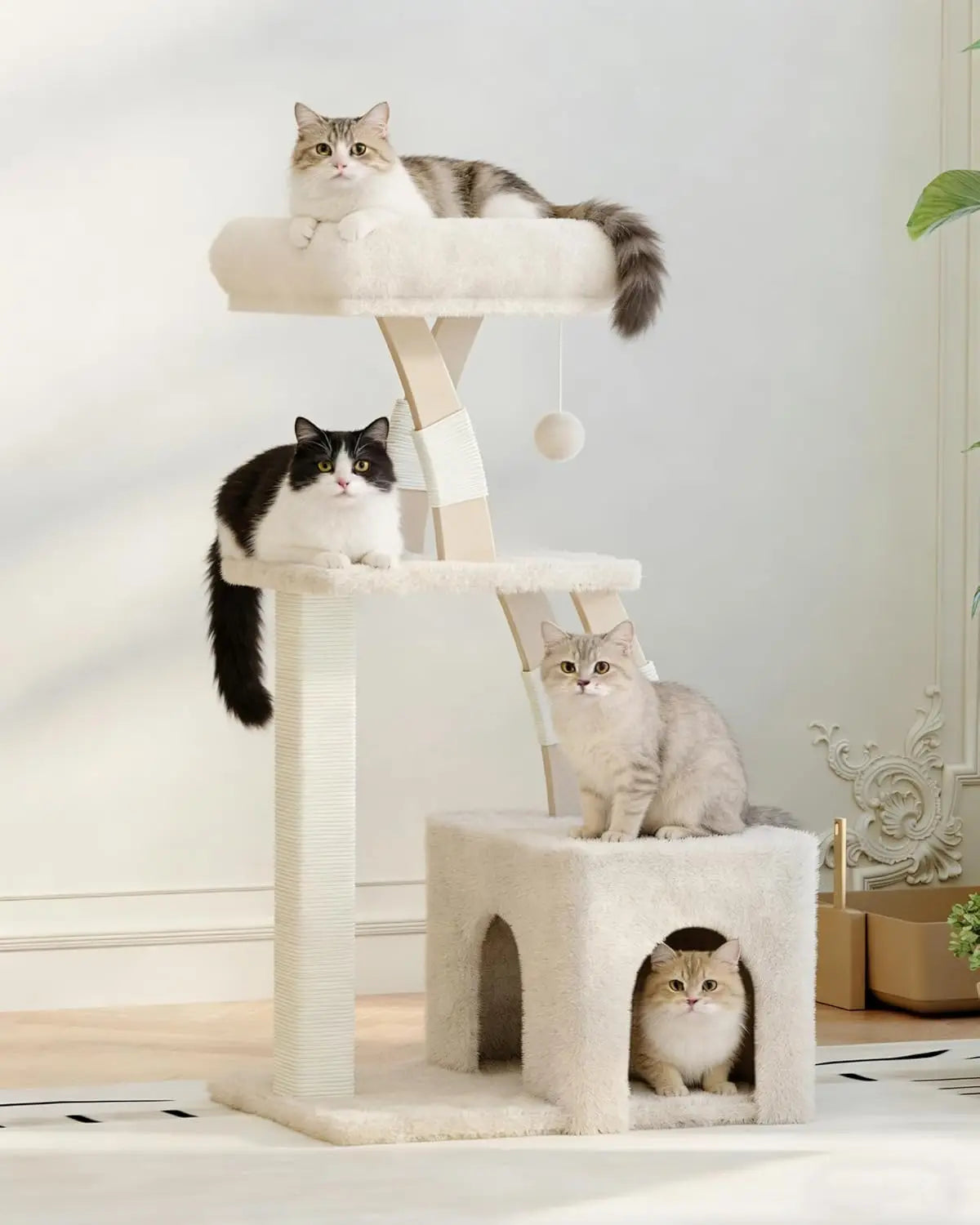 Cat Tree for Indoor Cats,40 Inches Cat Tower with Cozy Condo, Scratching Posts, Multi-Level Activity