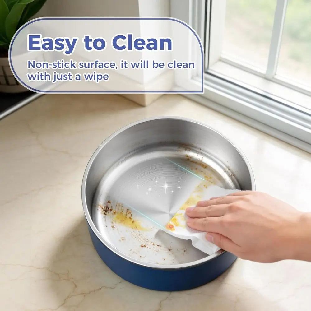 Stainless Steel Dog Bowl Non Slip Quiet Bottom Dishwasher Safe