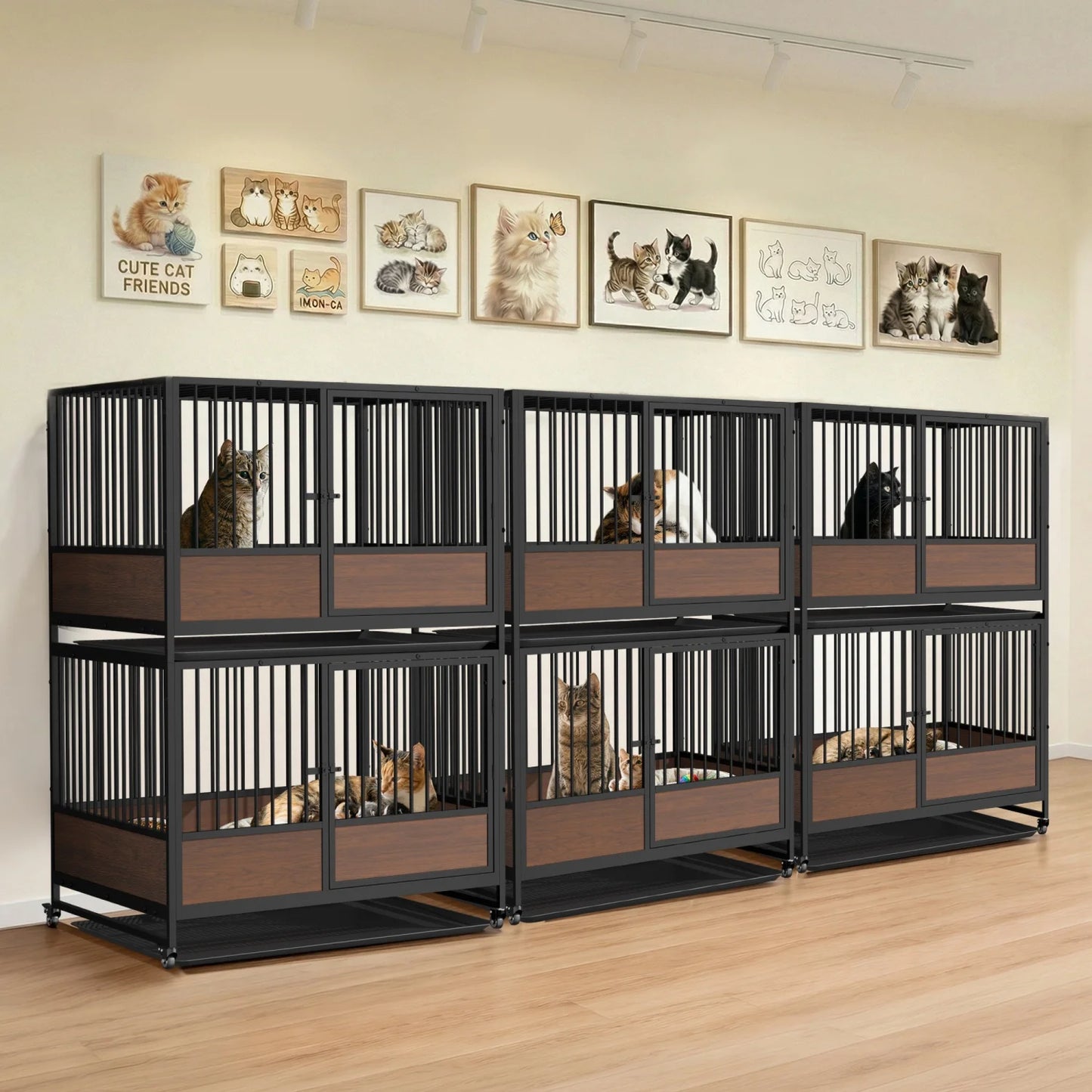 Metal Cat Cage Kennel With Removable Tray For Home Use