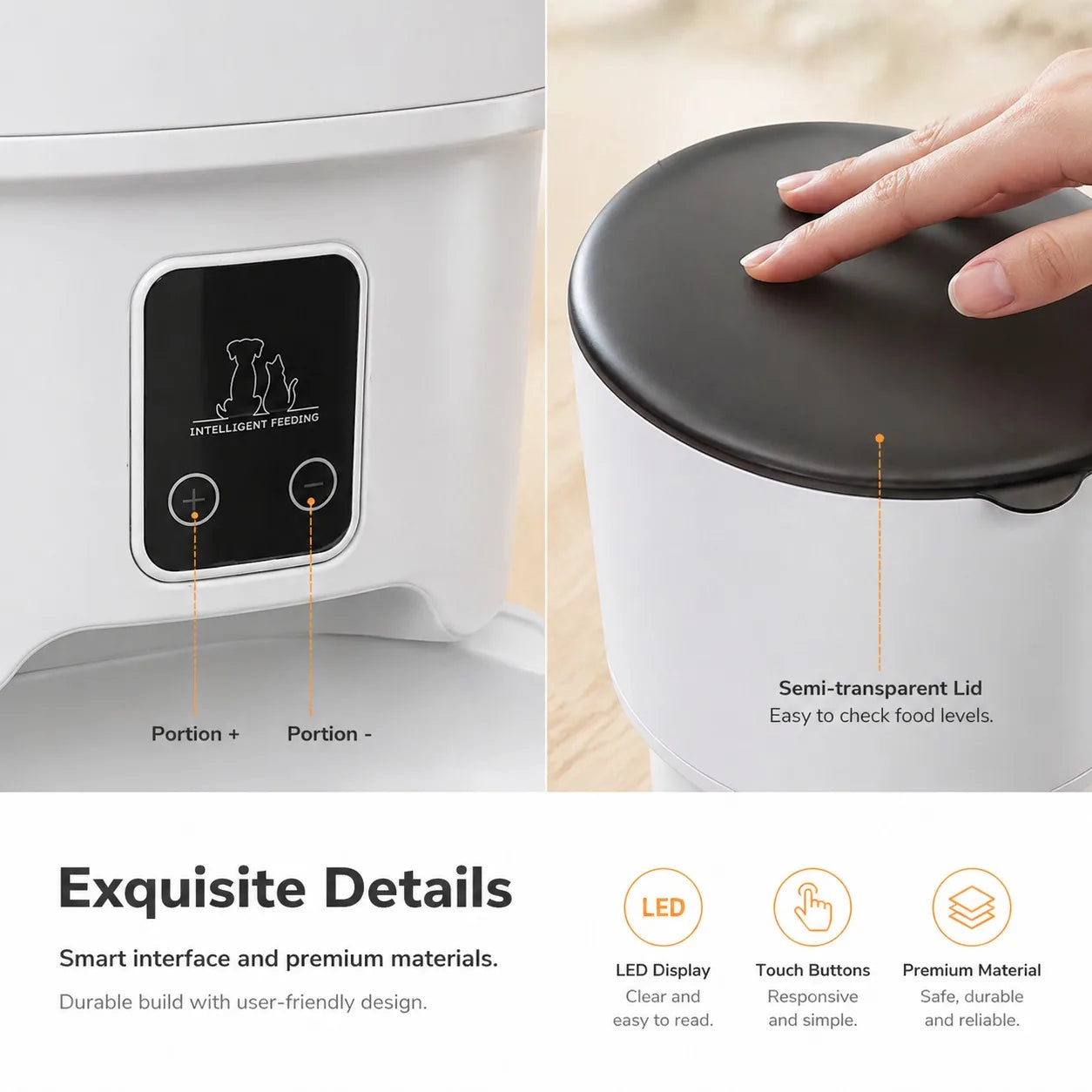 Smart Automatic Cat Feeder App Control Timed Feeding Anti Clogging